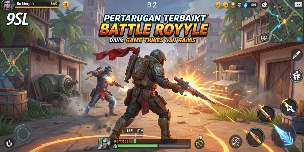 Tangkapan layar 9SL menampilkan aksi seru dalam pertarungan Battle Royale.