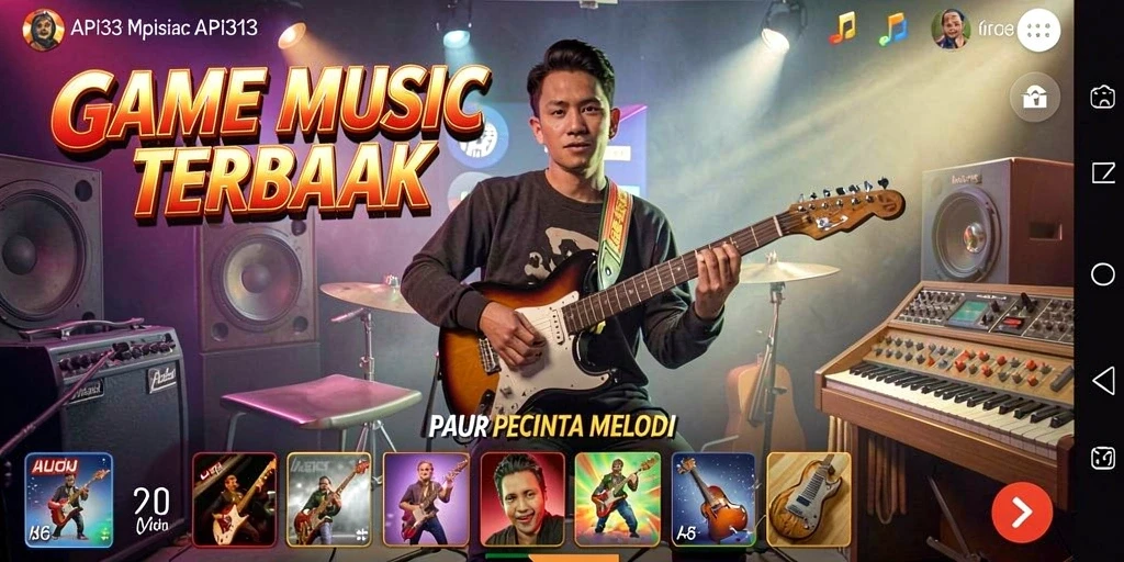 Screenshot utama API33 menampilkan pengalaman gameplay musik yang menarik.