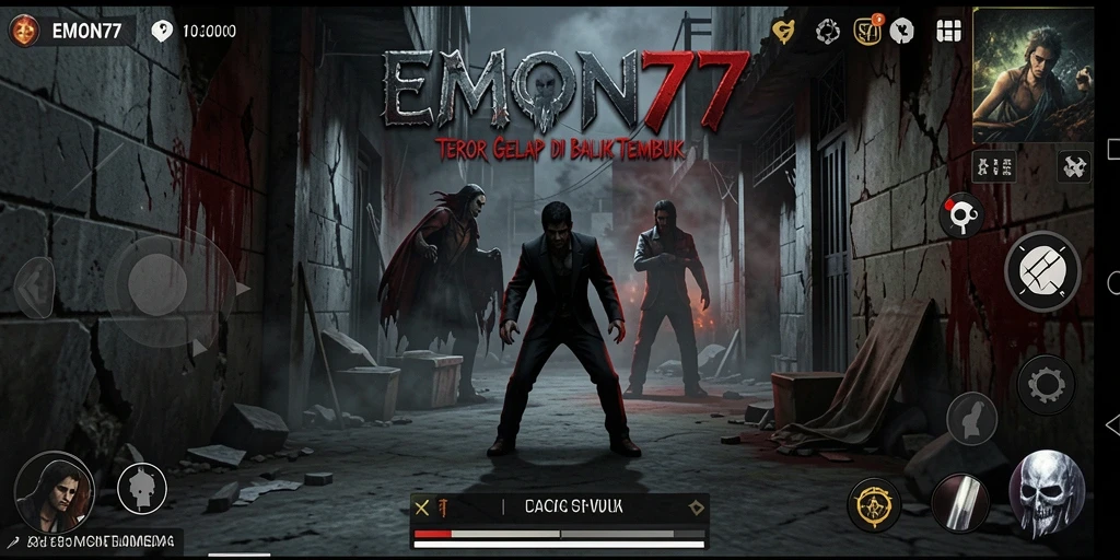 Screenshot gameplay menegangkan dari EMON77 saat menjelajahi area angker.