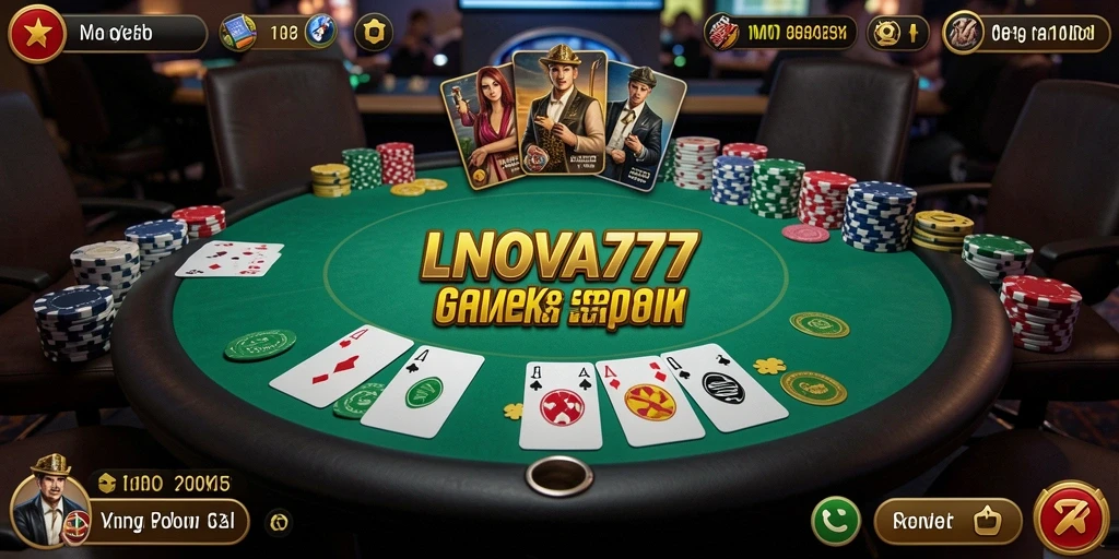 Tangkapan layar utama LNOVA777 menunjukkan gameplay Poker yang mengasyikkan.