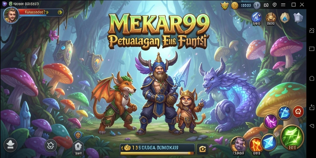 Tampilan grafik MEKAR99 yang menawan saat bertempur di dunia fantasi.
