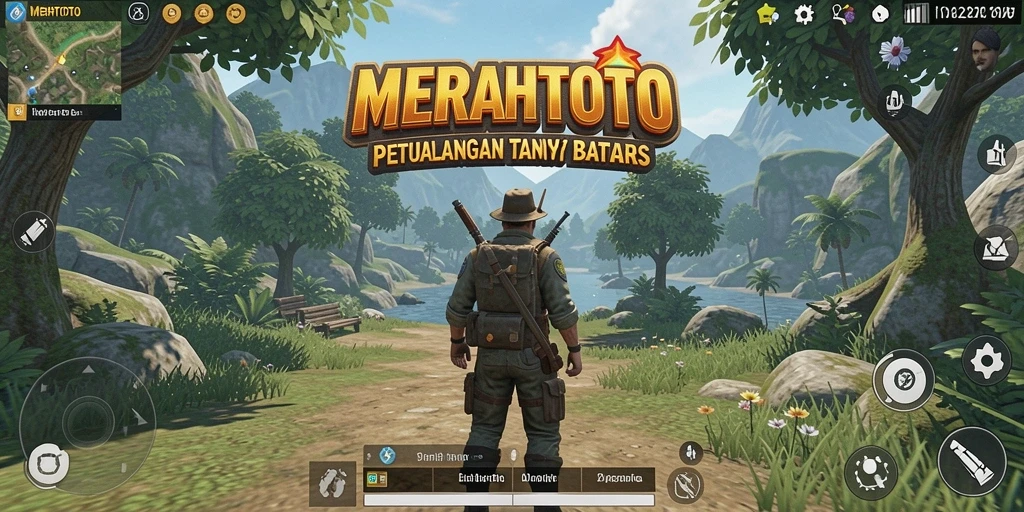 Tampilan gameplay MERAHTOTO dengan dunia terbuka yang menakjubkan dan aksi menarik.