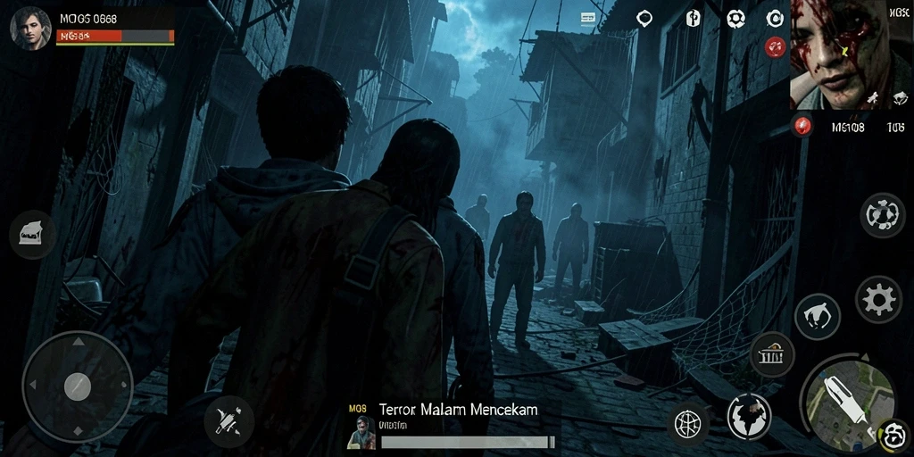 Screenshot gameplay MG108 dengan suasana Horror yang mencekam.