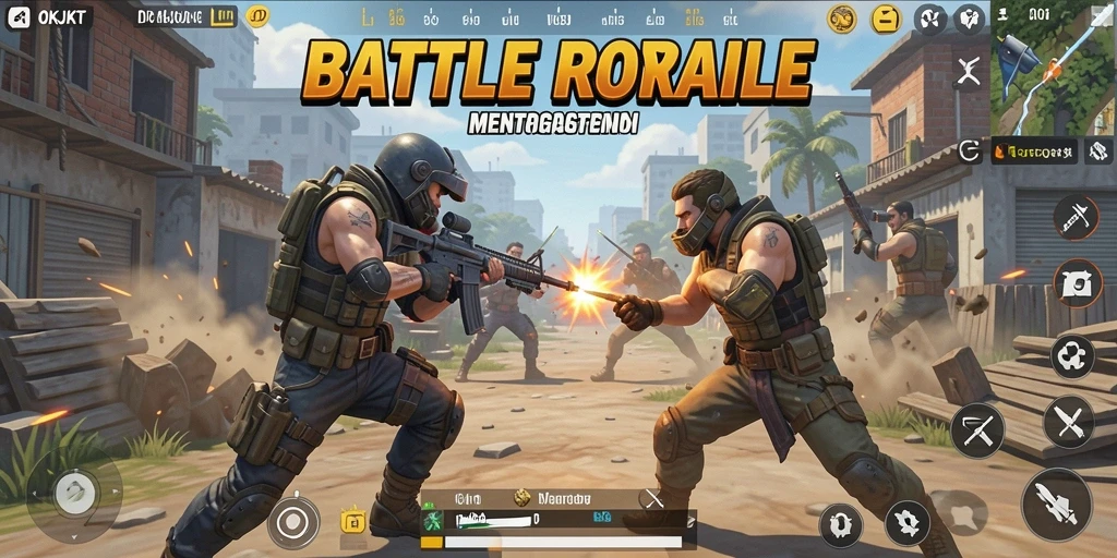 Tangkapan layar menunjukkan intensitas pertarungan dalam permainan Battle Royale.