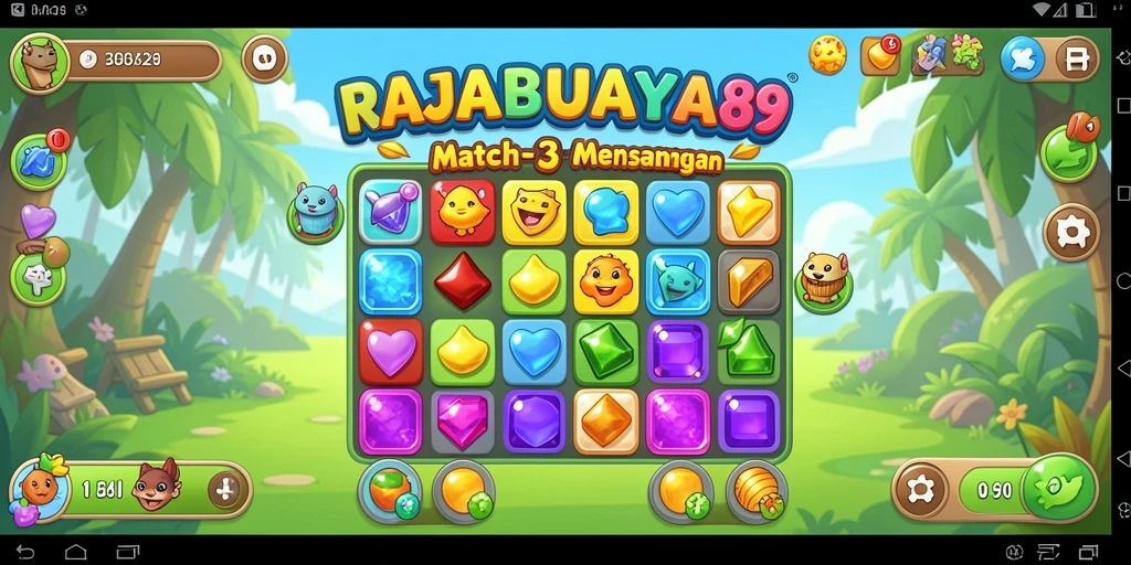 Tampilan gameplay RAJABUAYA89 dengan kombinasi warna-warni.