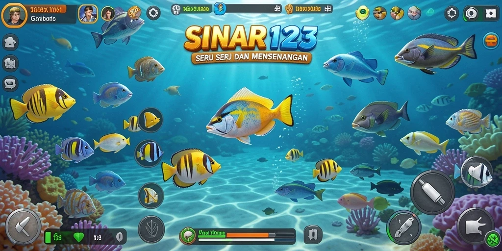 Screenshot aksi menembak ikan yang seru dalam SINAR123.