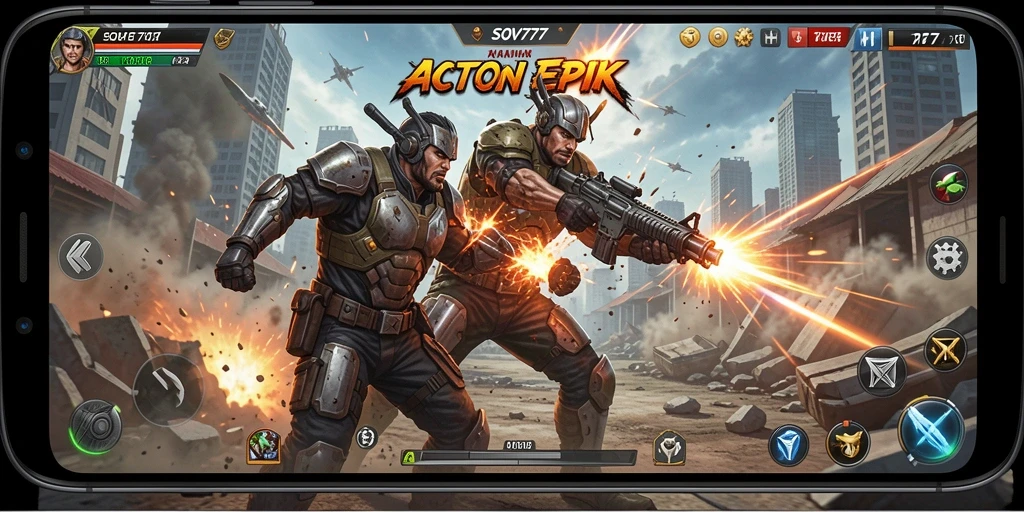 Tangkapan layar SOV777 menampilkan pertarungan intens di arena aksi.